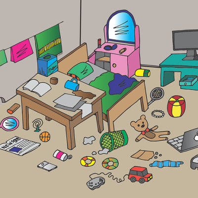 散らかった部屋