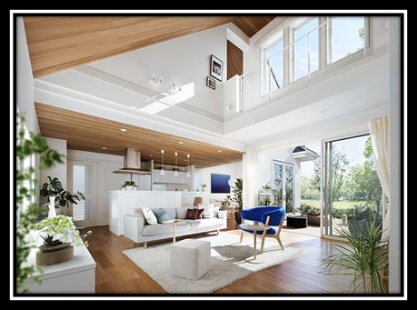 吹き抜けのあるリビング